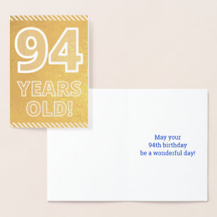 94ème anniversaire : Bold "94 ANS !" Carte Gold Fo