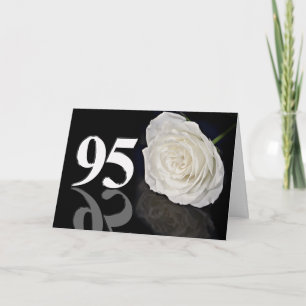 95e Anniversaire Carte avec une rose blanche class