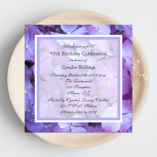 95e anniversaire de fête Invitation Purple Hydrang