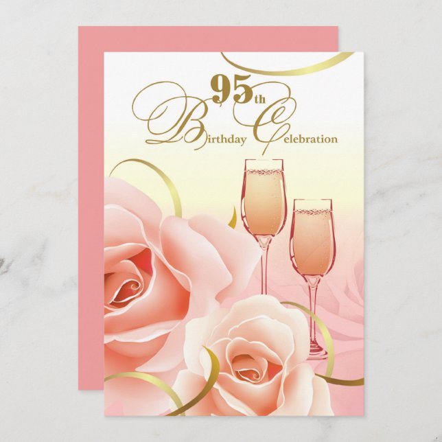 95e anniversaire Fête Invitations personnalisées (Devant / Derrière)