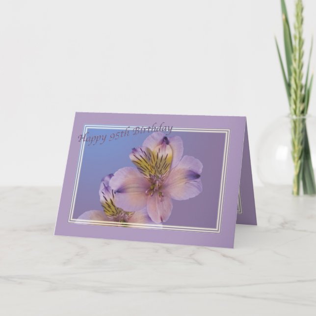 95e carte d'anniversaire avec fleurs de lavande (Devant)