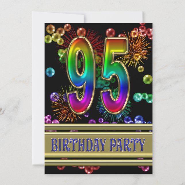 95e fête d'anniversaire Invitation avec bulles (Devant)