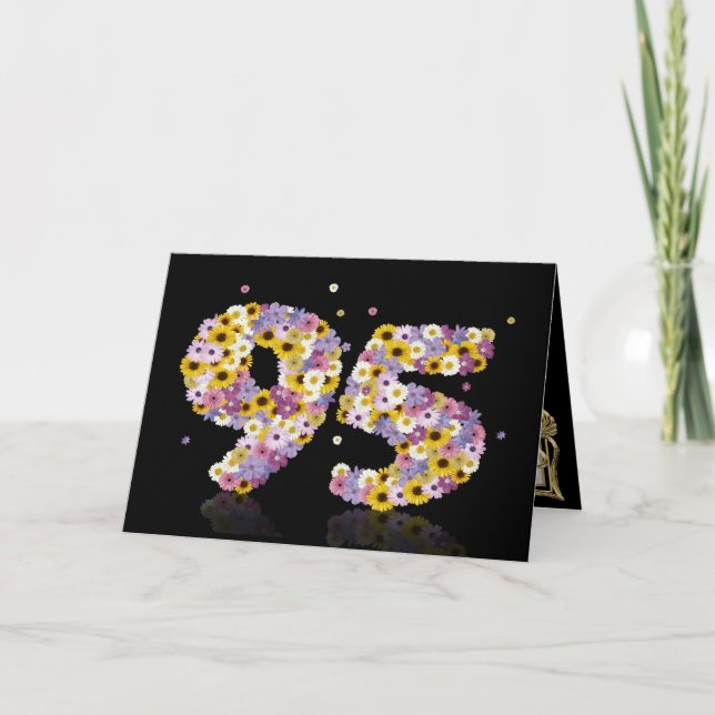 95ème anniversaire carte avec lettres fleuries (Devant)
