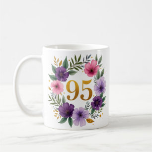 95ème Anniversaire Mug - Couronne florale avec num