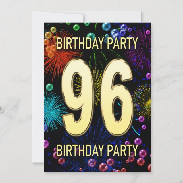 96e anniversaire Fête Invitation Feu d'artifice (Devant)
