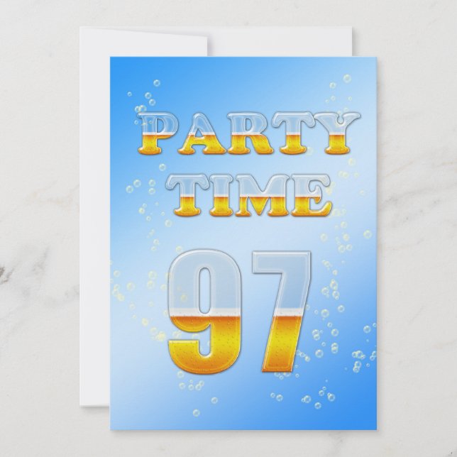 97e anniversaire invitation à la fête avec bière (Devant)