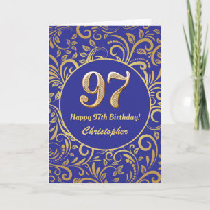 97e anniversaire Marine bleu et or modèle floral