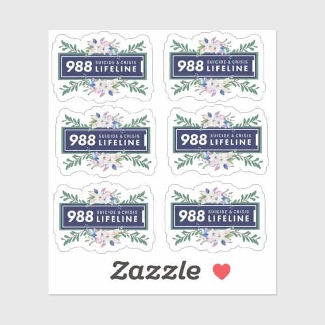 988 autocollant floral suicidaire et de crise (Feuille)