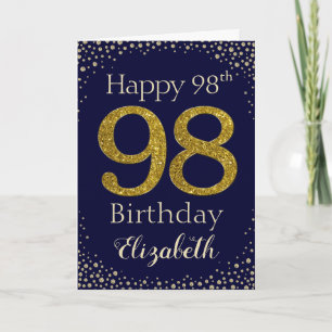 98e anniversaire Carte d'Parties scintillant d'or