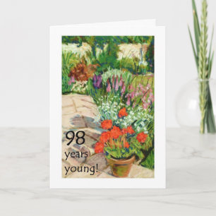 98e carte d'anniversaire - Geraniums rouges