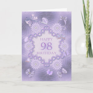 98ème anniversaire carte avec fleurs de lavande