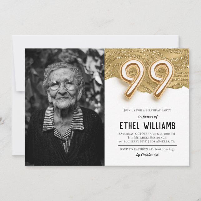 99e anniversaire de fête Invitation (Devant)