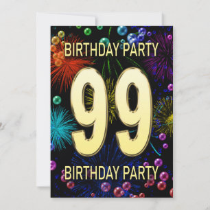 99e anniversaire de fête Invitation feux d'artific
