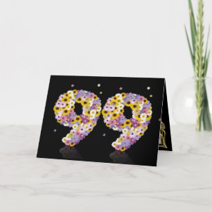 99ème anniversaire carte avec lettres fleuries