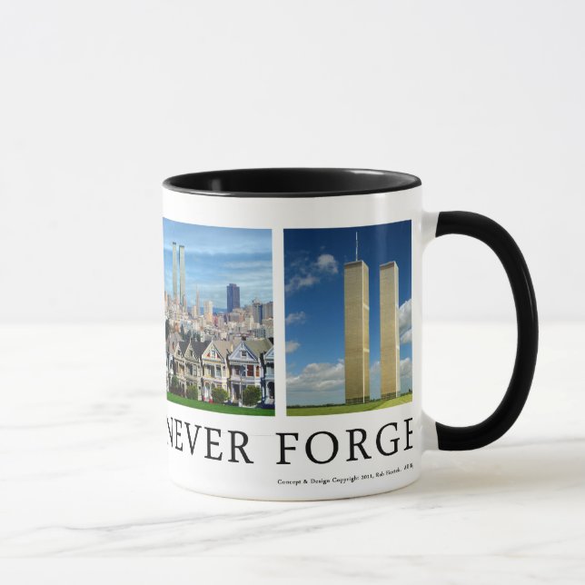 9/11" l'Amérique n'oubliera jamais" la tasse (Droite)