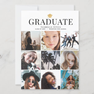 9 Collage photo Minimaliste blanc Graduation