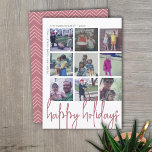 9 Décalage photo - Joyeux Jours fériés Carte de va<br><div class="desc">DESIGN AVANT : Un collage de 9 photos dans une grille simple pour mettre en évidence de nombreuses photos de l'année passée. La grille photo est hors du centre avec les noms de famille entourant le collage comme une frontière. Un look moderne pour un carte photo de vacances aux accents...</div>