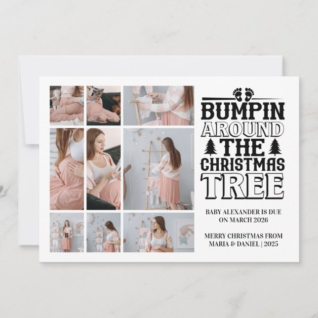9 Photo Arbre de Noël Grossesse Faire-part (Devant)