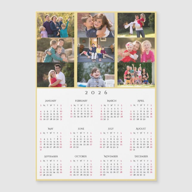 9 Photo Collage Personalized 2026 Family Calendar (Devant)