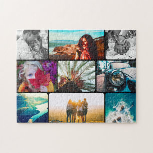 9 Photo Collage Puzzle en cadre noir