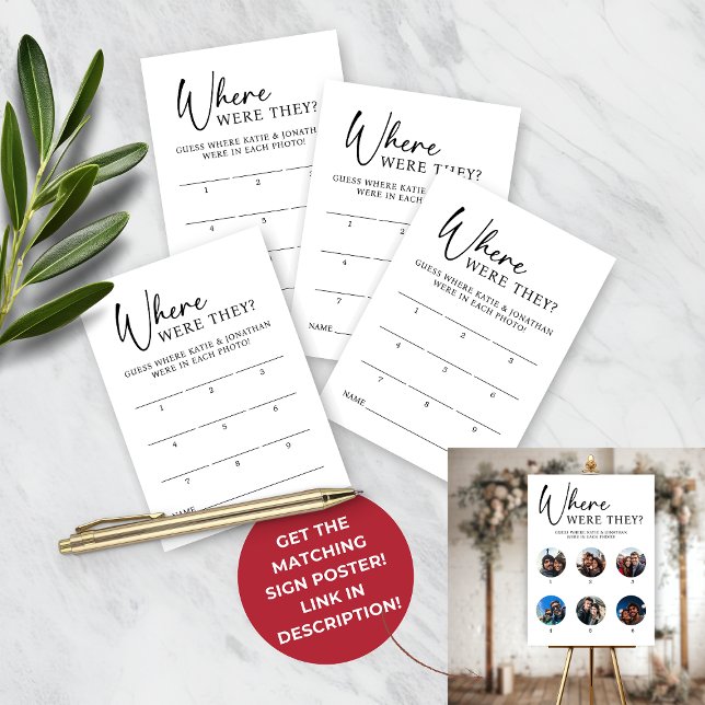 9 Photo Où Étaient-Ils Joués Carte Guider (9 Photo Where Were They Game Guess Card)