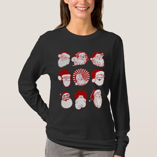 9 Santa - T-shirt noir de la douille des femmes (Devant)