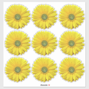 9 Stickers Kiss-Cut Fleur Gerber Jaune