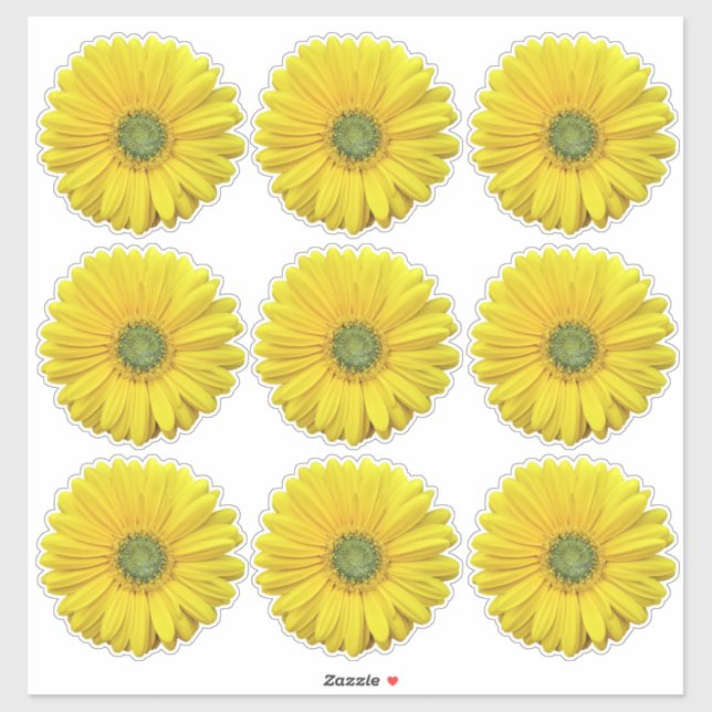 9 Stickers Kiss-Cut Fleur Gerber Jaune (Feuille)