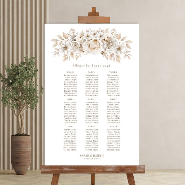 9 Tableau Blanc Mariage floral (Créateur téléchargé)