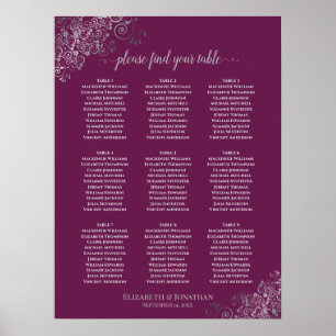 9 Tableau Mariage Cassis & Argent