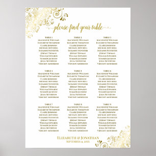 9 Tableau Mariage Plat blanc avec plaquettes or