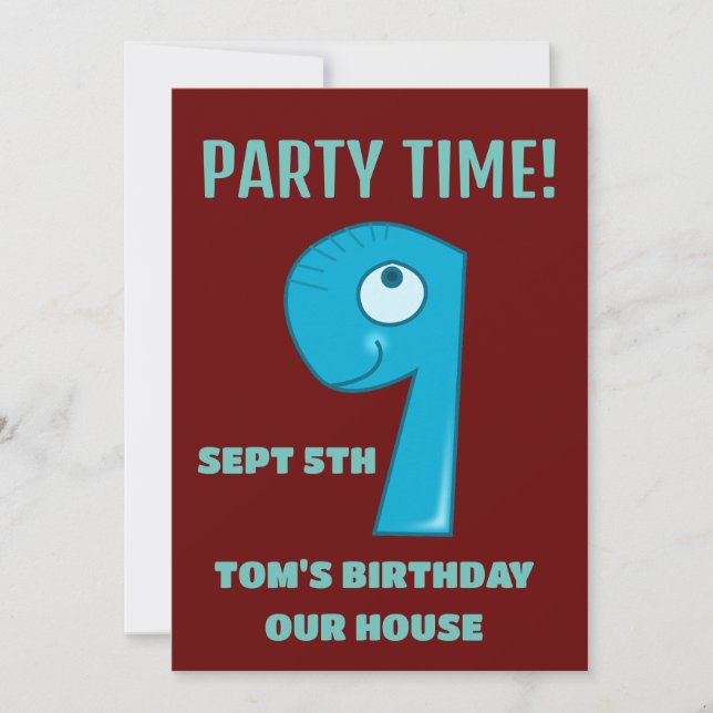 9E ANNIVERSAIRE 9E PARTIE DINO INVITATIONS PERSONN (Devant)