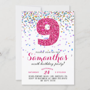 9e anniversaire Confetti Invitation