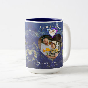 9e anniversaire du Mariage Photo Lapis Coeur Mug