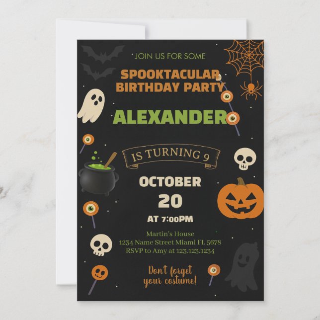 9e anniversaire Halloween Invitation | Boo-Day éff (Devant)