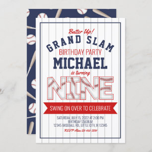 9e Invitation d'anniversaire de baseball