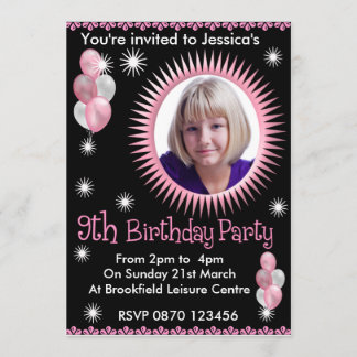 9ème invitation de photo d'anniversaire de filles