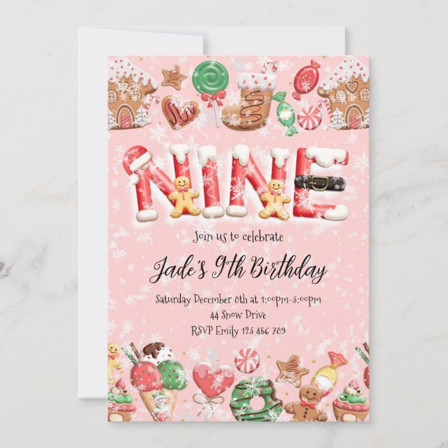 9th Birthday Christmas Party Invitation (Devant)