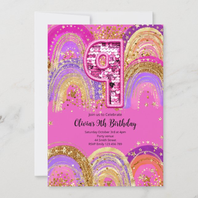 9th Birthday Girls Invitation (Devant)