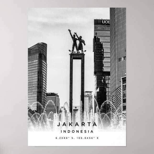 A3 Jakarta Indonésie Coordonnées Poster (Devant)