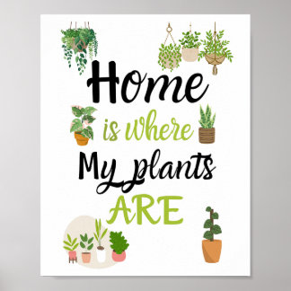 A4 Poster Home est l'endroit où mes plantes sont