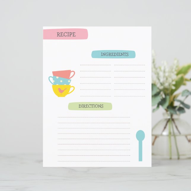 A4 Recipe Template (Debout devant)