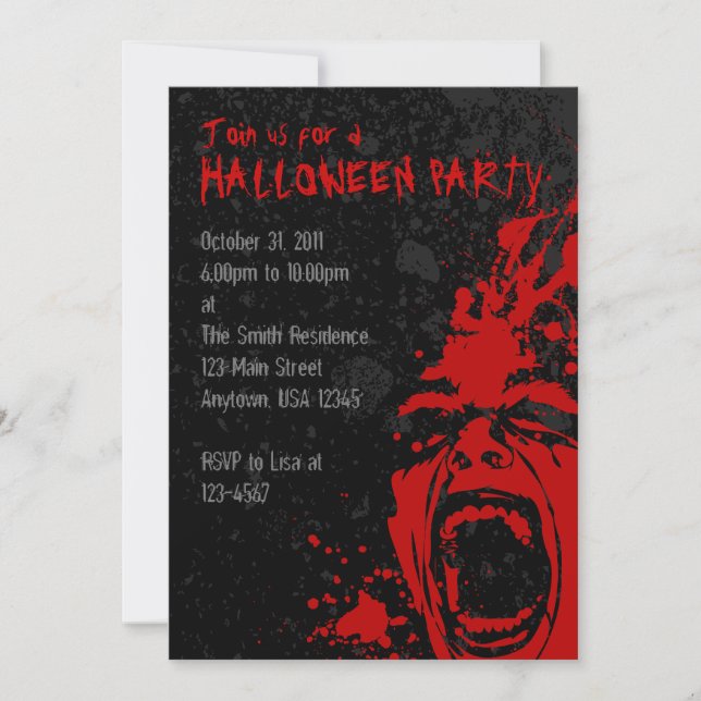 A7 Invitations à Halloween par un cri sanglant (Devant)