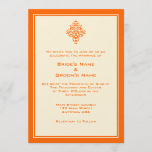 A7 Orange & Cream Invitations de mariage simples