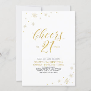 À 21 heures   Gold 21st Birthday Party Invitation
