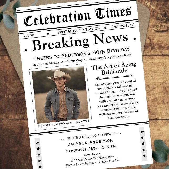 À 50 ans, félicitations ! Invitation anniversaire  (Créateur téléchargé)