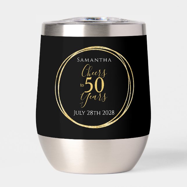 À 50 Ans Joyeux Anniversaire Soirée Or Noir (Avant)