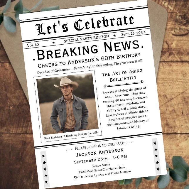 À 60 ans, félicitations ! Invitation anniversaire  (Créateur téléchargé)
