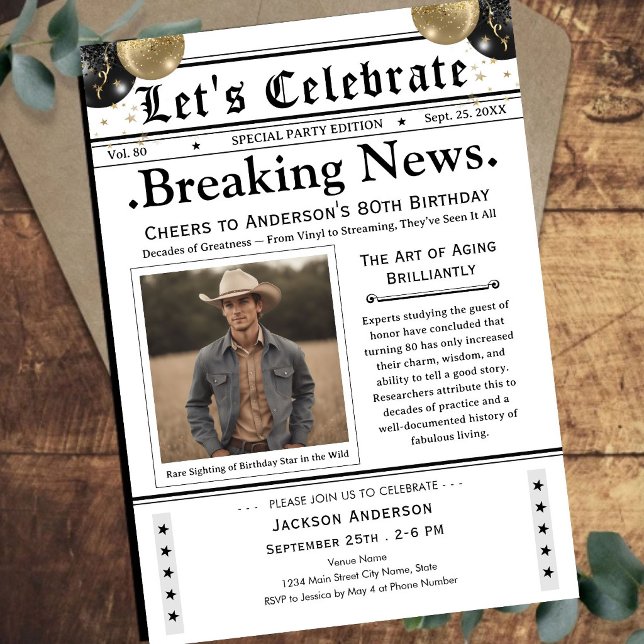 À 80 ans, félicitations ! Invitation d'anniversair (Créateur téléchargé)
