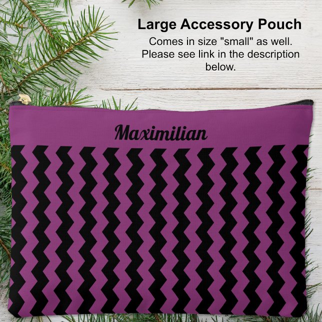 À Accessoires Chevrons violets et noirs - GRANDE pochette d'acce (Large Accessory Pouch -Purple and Black Chevrons by Leapfroglisics Shop)